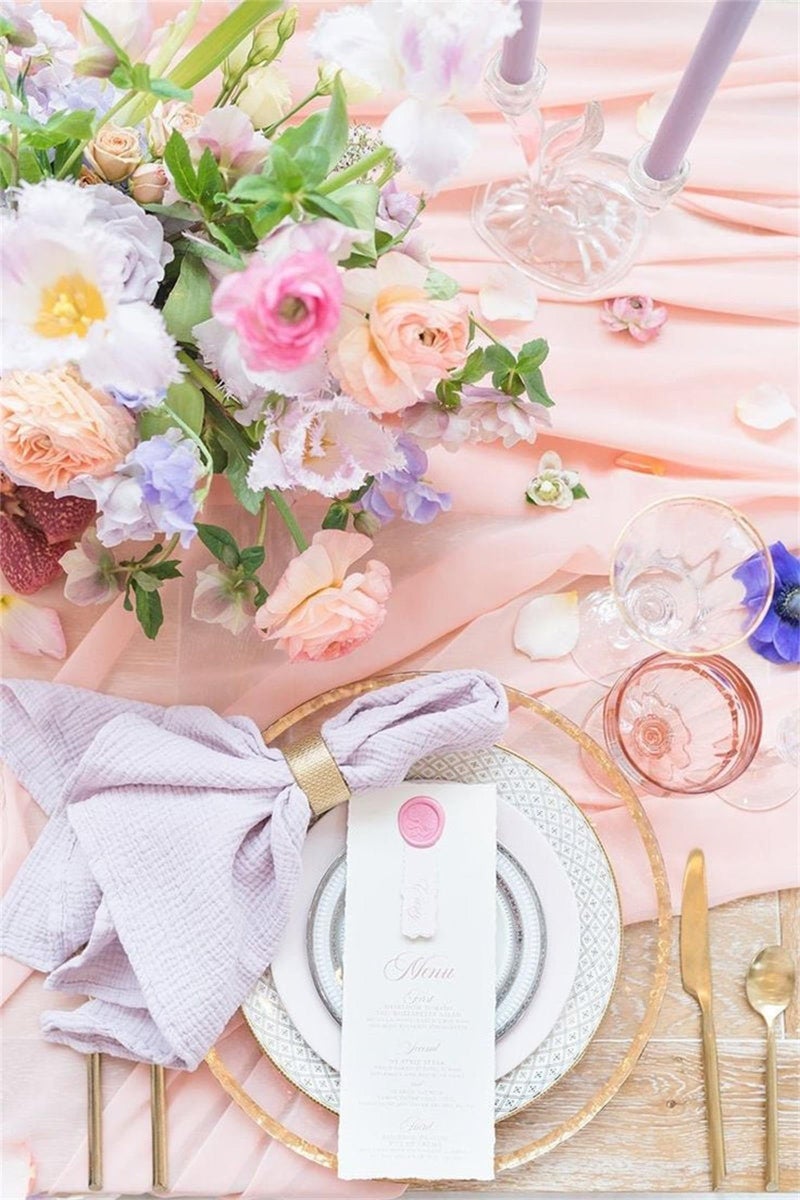 B.Cool Light Peach Chiffon Table Runner 2 Packs 27x120 Inches Fall Christmas Table Runners for Sheer Rustic Wedding Birthday Party Outdoor Bridal Baby Shower Decorations for Girl - Image 2